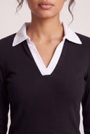 Contrast Long Sleeve Polo