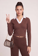 Contrast Long Sleeve Polo