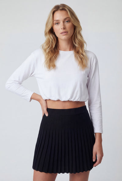 Melanie Crop Long Sleeve Bubble Hem Top