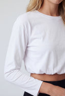 Melanie Crop Long Sleeve Bubble Hem Top