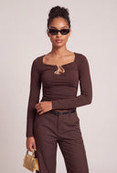 Metallic Cutout Long Sleeve Top