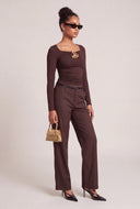 Metallic Cutout Long Sleeve Top
