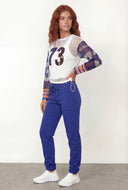 Ila Varsity Sequin Fishnet Crop Top