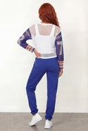 Ila Varsity Sequin Fishnet Crop Top
