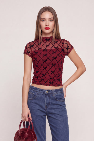 Mesh Mock Neck Top