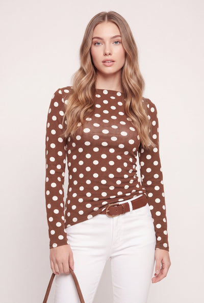 Polka Dot Asymmetrical Long Sleeve Top