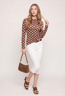 Polka Dot Asymmetrical Long Sleeve Top