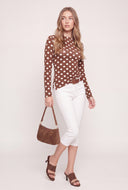 Polka Dot Asymmetrical Long Sleeve Top