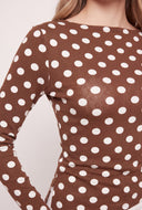 Polka Dot Asymmetrical Long Sleeve Top