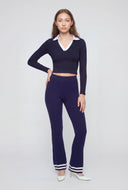 Novalee Ribbed Contrast Collared Crop Top