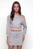 Asymmetrical Fleece Crop Sweatshirt