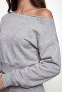 Asymmetrical Fleece Crop Sweatshirt