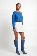 Asymmetrical Fleece Crop Sweatshirt