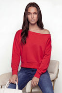 Asymmetrical Fleece Crop Sweatshirt