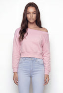 Asymmetrical Fleece Crop Sweatshirt