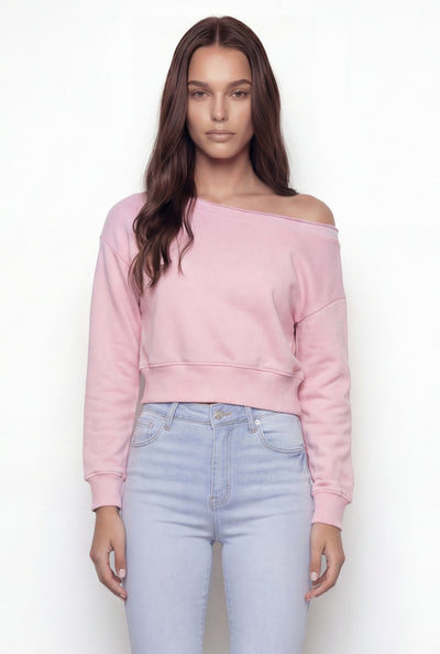 Asymmetrical Fleece Crop Sweatshirt