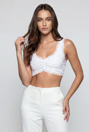 Scalloped Lace Trim Ruched Crop Top