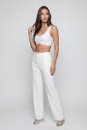 Scalloped Lace Trim Ruched Crop Top