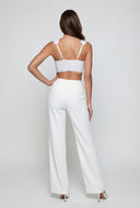 Scalloped Lace Trim Ruched Crop Top