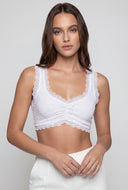 Scalloped Lace Trim Ruched Crop Top
