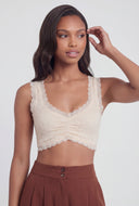 Scalloped Lace Trim Ruched Crop Top