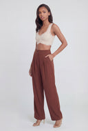 Scalloped Lace Trim Ruched Crop Top