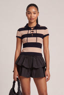 Amy Lace Up Polo Top