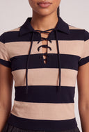Amy Lace Up Polo Top