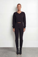 Pintuck Fleece Crop Sweatshirt