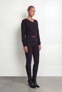 Pintuck Fleece Crop Sweatshirt