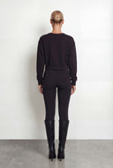 Pintuck Fleece Crop Sweatshirt