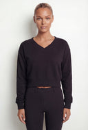 Pintuck Fleece Crop Sweatshirt