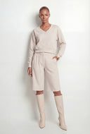 Pintuck Fleece Crop Sweatshirt