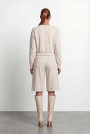 Pintuck Fleece Crop Sweatshirt