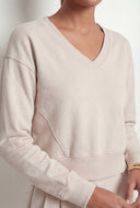 Pintuck Fleece Crop Sweatshirt