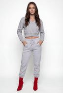 Pintuck Fleece Crop Sweatshirt