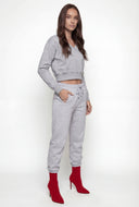 Pintuck Fleece Crop Sweatshirt