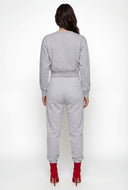 Pintuck Fleece Crop Sweatshirt