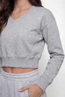 Pintuck Fleece Crop Sweatshirt