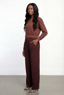 Pintuck Fleece Crop Sweatshirt
