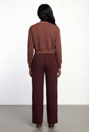 Pintuck Fleece Crop Sweatshirt