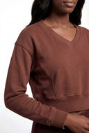 Pintuck Fleece Crop Sweatshirt