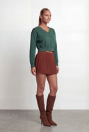 Pintuck Fleece Crop Sweatshirt