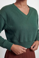 Pintuck Fleece Crop Sweatshirt