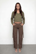 Pintuck Fleece Crop Sweatshirt