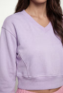 Pintuck Fleece Crop Sweatshirt