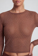 Glam Studded Mesh Crop Top