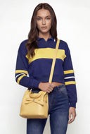 Color Blocked Crop Polo Sweatshirt