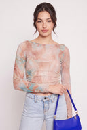 Patterned Boat Neck Top