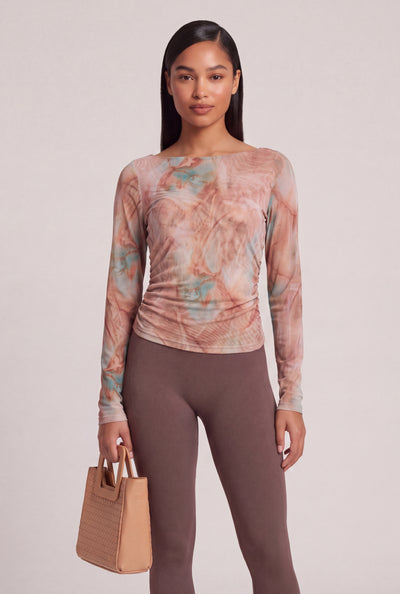 Patterned Boat Neck Top